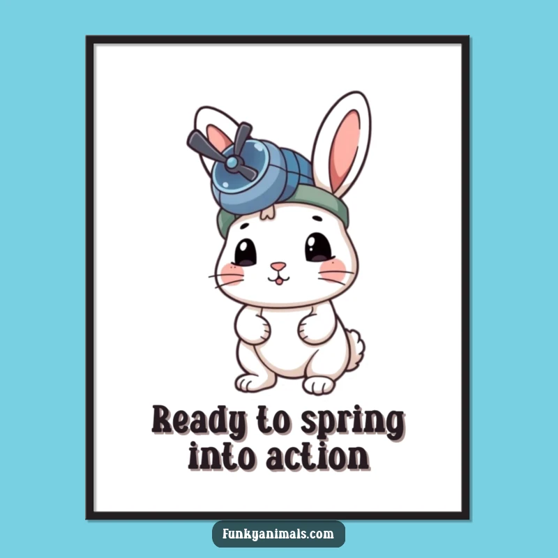 Free Printable Wall Art: Propeller Beanie Rabbit, Ready for Adventure, Downloadable Art