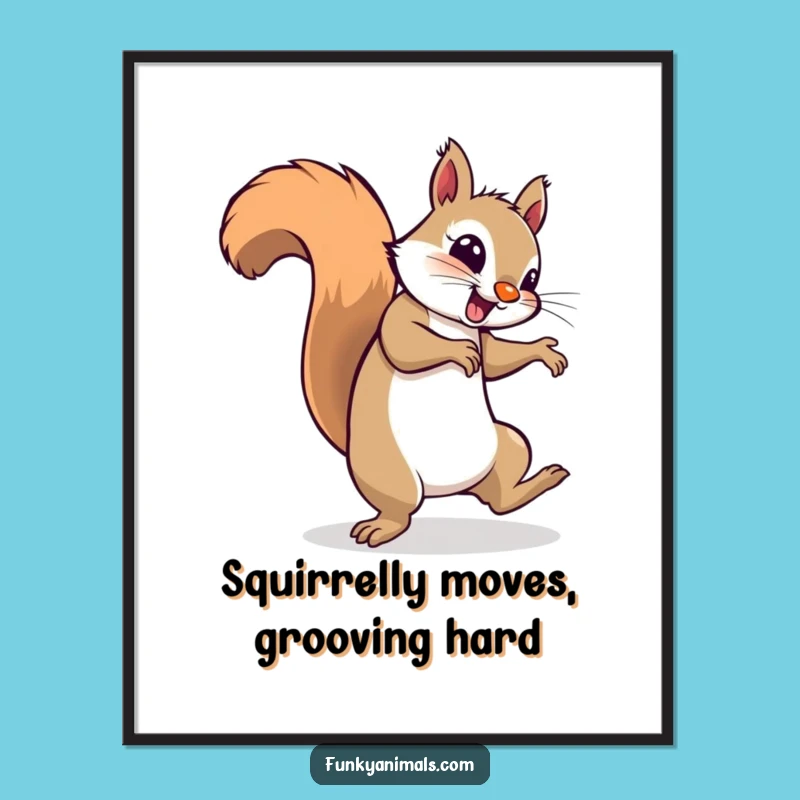 Free Printable Breakdancing Squirrel Wall Art: Groovy Downloadable Gift for Retro Decor