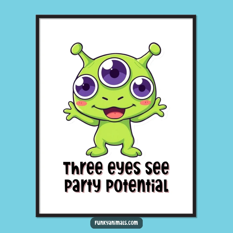 Free Printable Wall Art: Funny Boogying Alien - Humorous Downloadable Poster