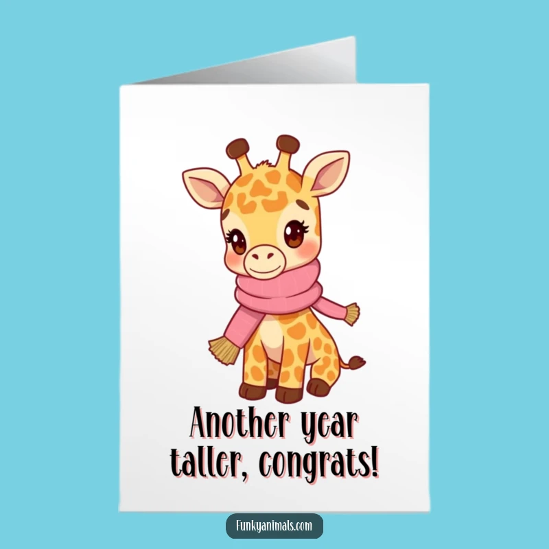Free Printable Birthday Card: Hip Giraffe Cub, Scarf, Funny Downloadable Style Icon
