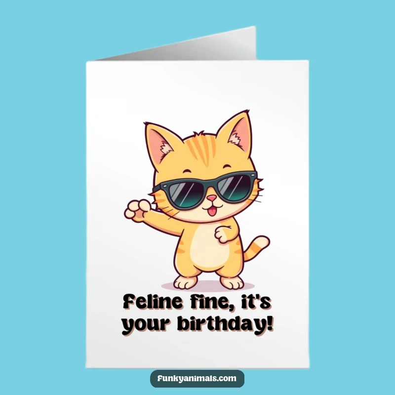 Free Printable Cool Cat Birthday Card: Funny Downloadable Gift for Cat Lovers