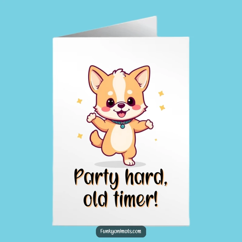 Free Printable Birthday Card: Dancing Dog Cub, Boombox, Funny Downloadable Party Starter