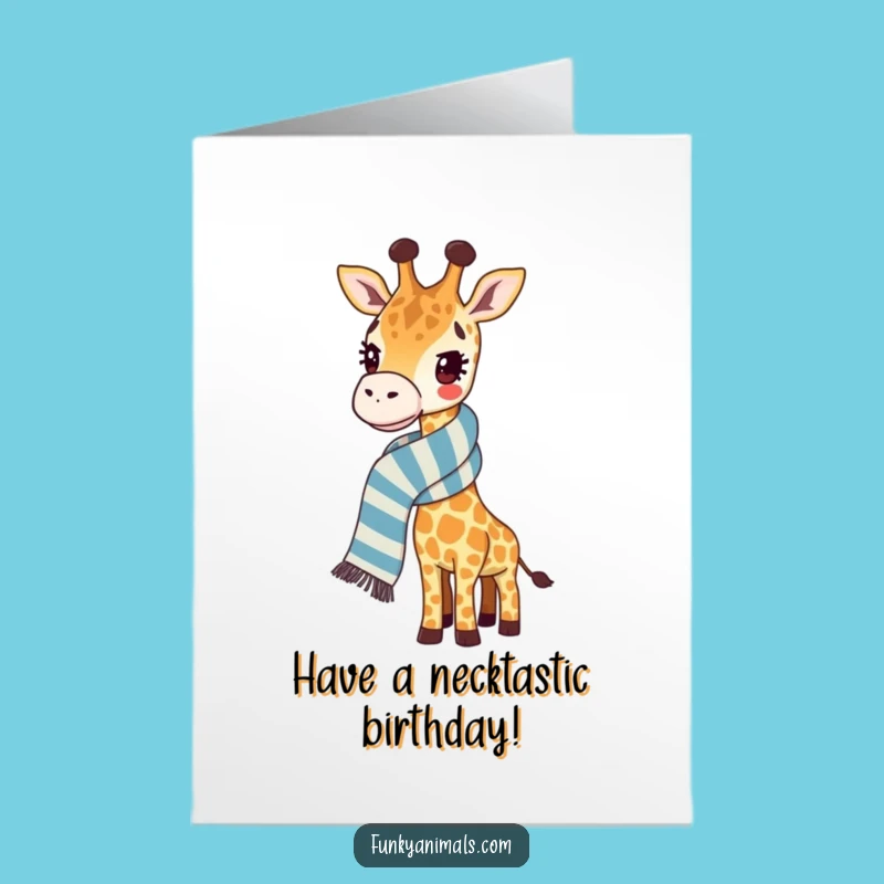 Free Printable Birthday Card: Giraffe's Long Scarf Wishes Loads of Fun!