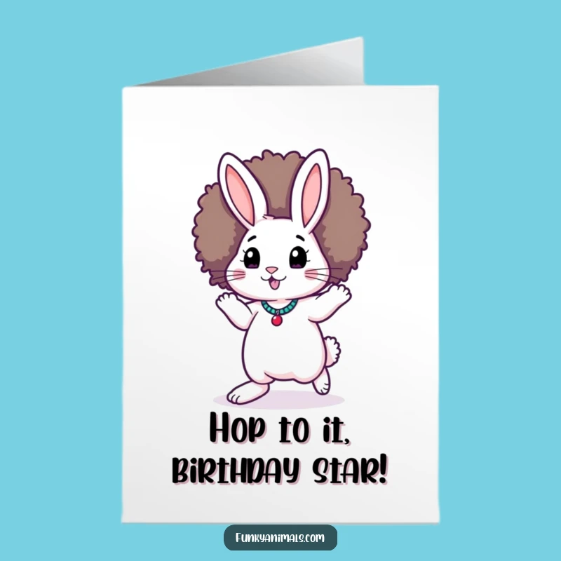 Free Printable Birthday Card Rabbit Moonwalker: Funky Afro Dancer Downloadable Greeting