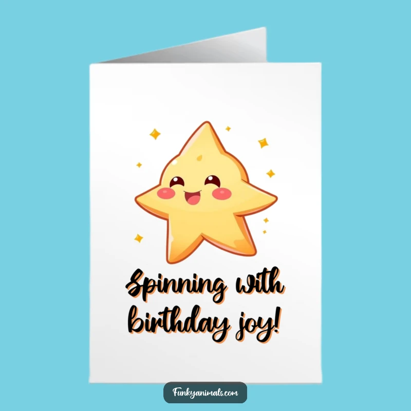 Free Printable Star Birthday Card: Sparkly Creature Spinning Delight Download