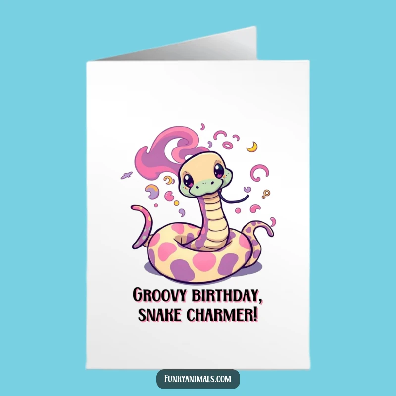 Free Printable Psychedelic Snake Birthday Card: Funny Downloadable Gift for a Trippy Celebration