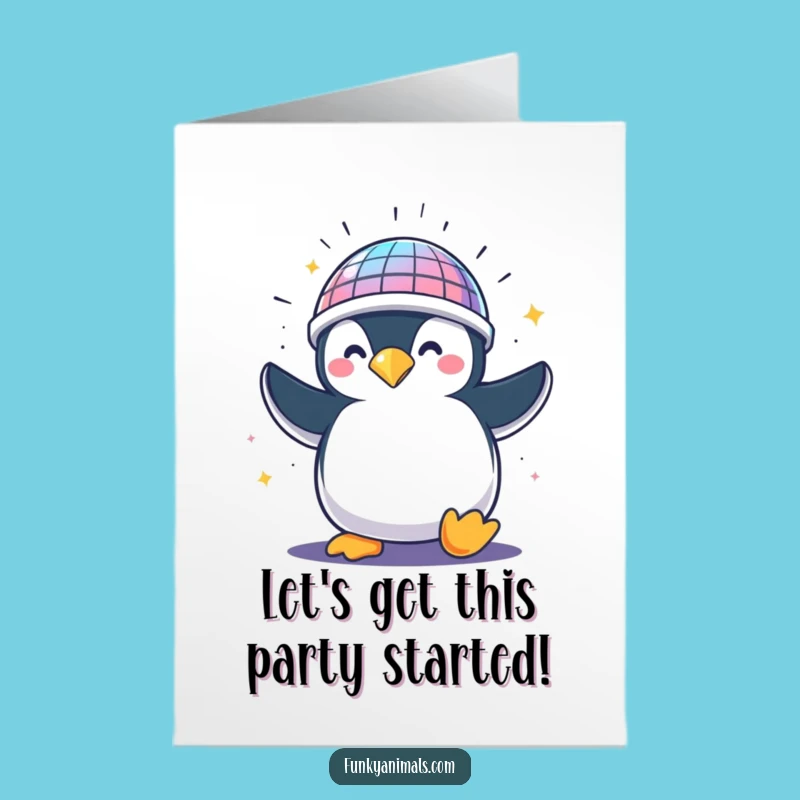 Free Printable Birthday Card: Hilarious Penguin Disco Party Hat, Funny Downloadable Gift