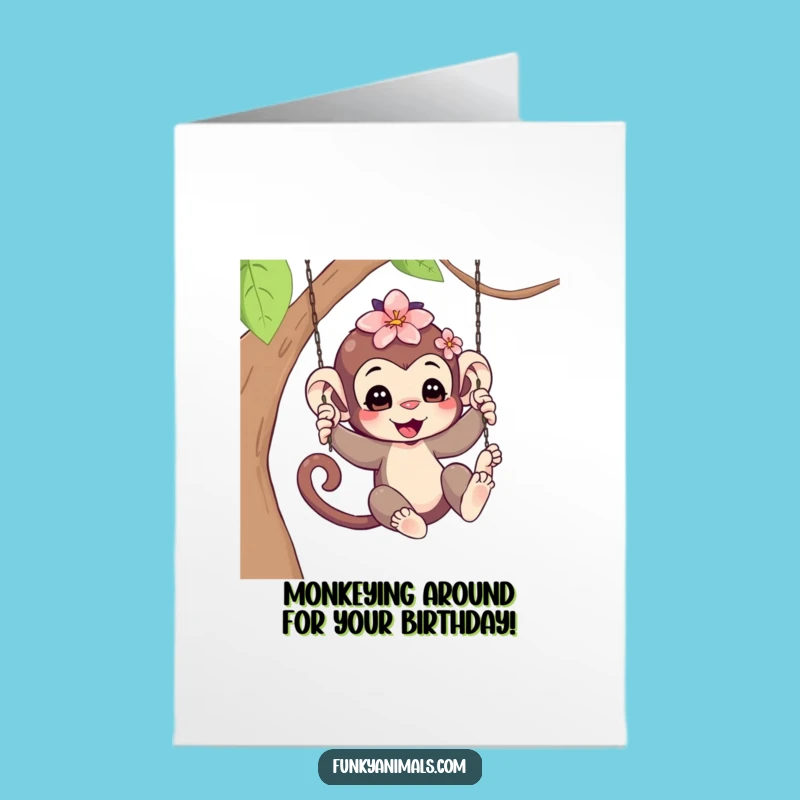 Free Printable Monkey Birthday Card: Funny Downloadable Gift with Tropical Vibes