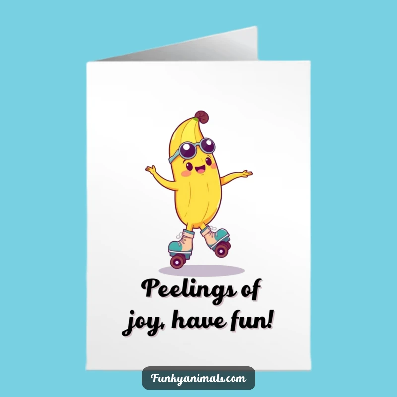 Free Printable Birthday Card: Groovy Banana Skater Spin, Funny Downloadable Gift