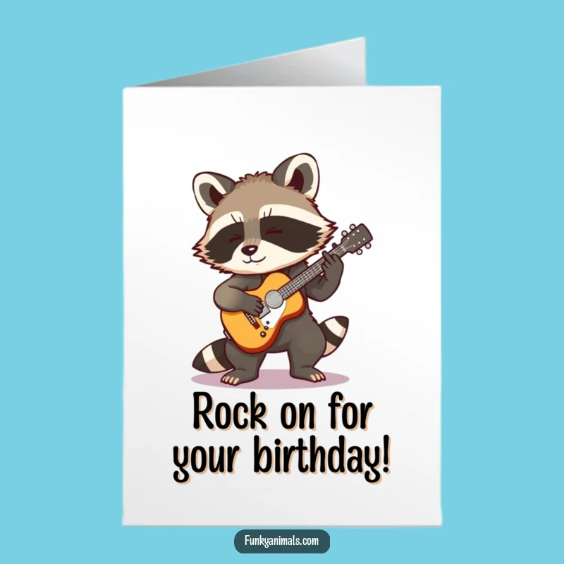Free Printable Raccoon Birthday Card: Funny Downloadable Rocker Gift for Music Fans