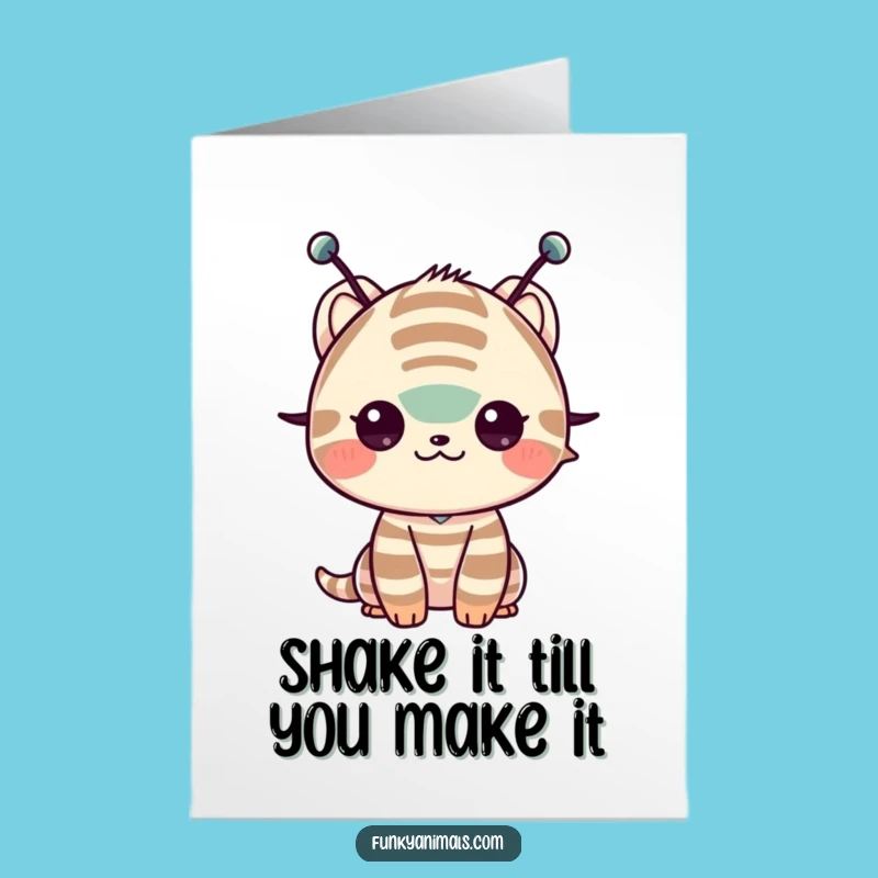 Free Printable Birthday Card: Striped Creature Shoulder Shimmy, Funny Downloadable Greeting Gift