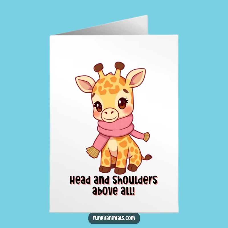 Free Printable Congrats Card: Hip Giraffe Cub, Scarf, Funny Downloadable Trendsetter