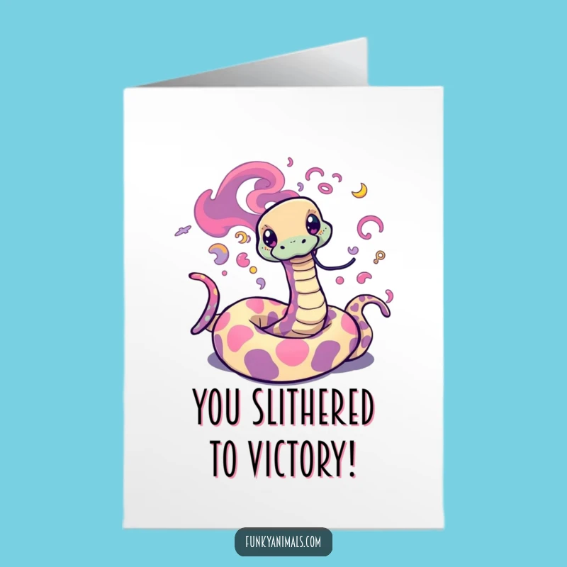 Free Printable Psychedelic Snake Congrats Card: Funny Downloadable for Cosmic Achievements!