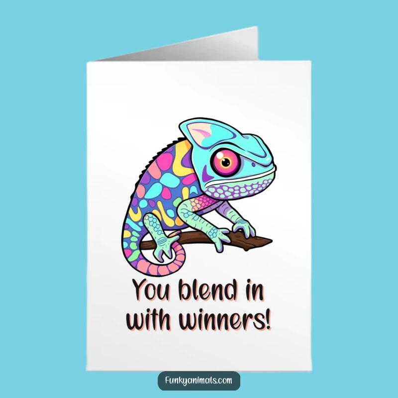 Free Printable Congrats Card: Chameleon's Colorful Celebration of Success!