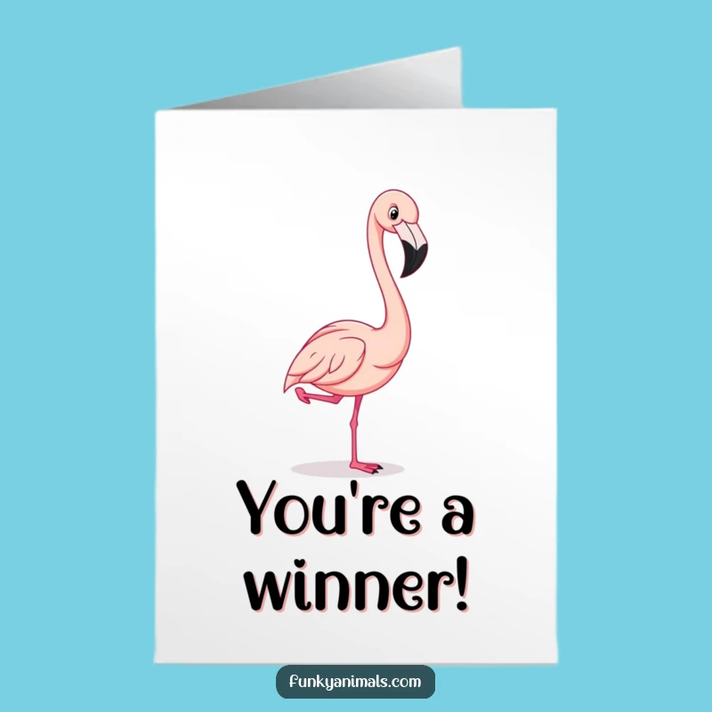 Free Printable Congrats Card: Flamingo Pose Celebration, Humorous Downloadable Gift