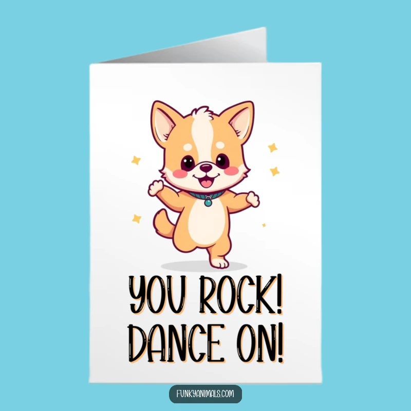 Free Printable Congrats Card: Dancing Dog Cub, Boombox, Funny Downloadable Celebration