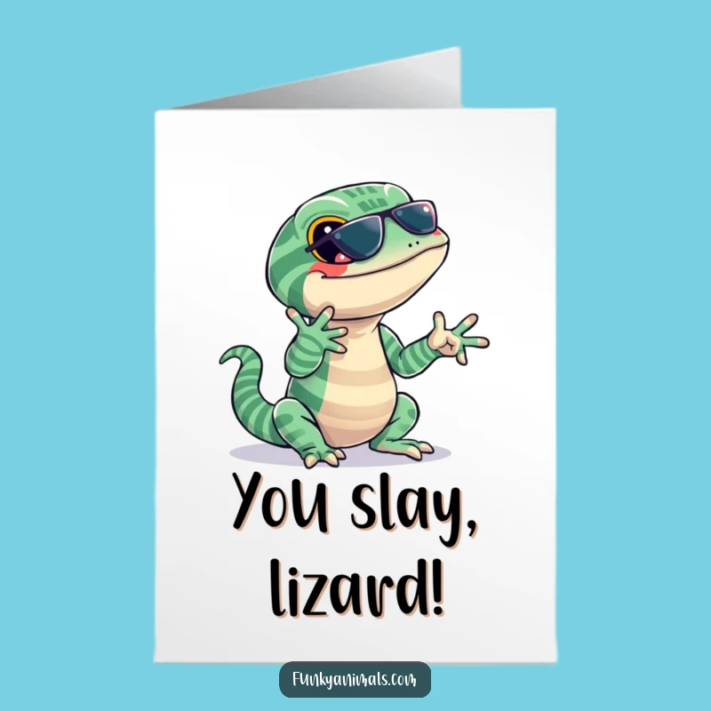 Free Printable Congrats Card: Jazzy Lizard Snapping Fingers for Your Success