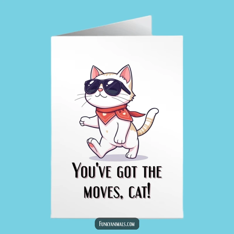 Free Printable Congrats Card: Cool Moonwalking Cat for Your Awesome Achievement