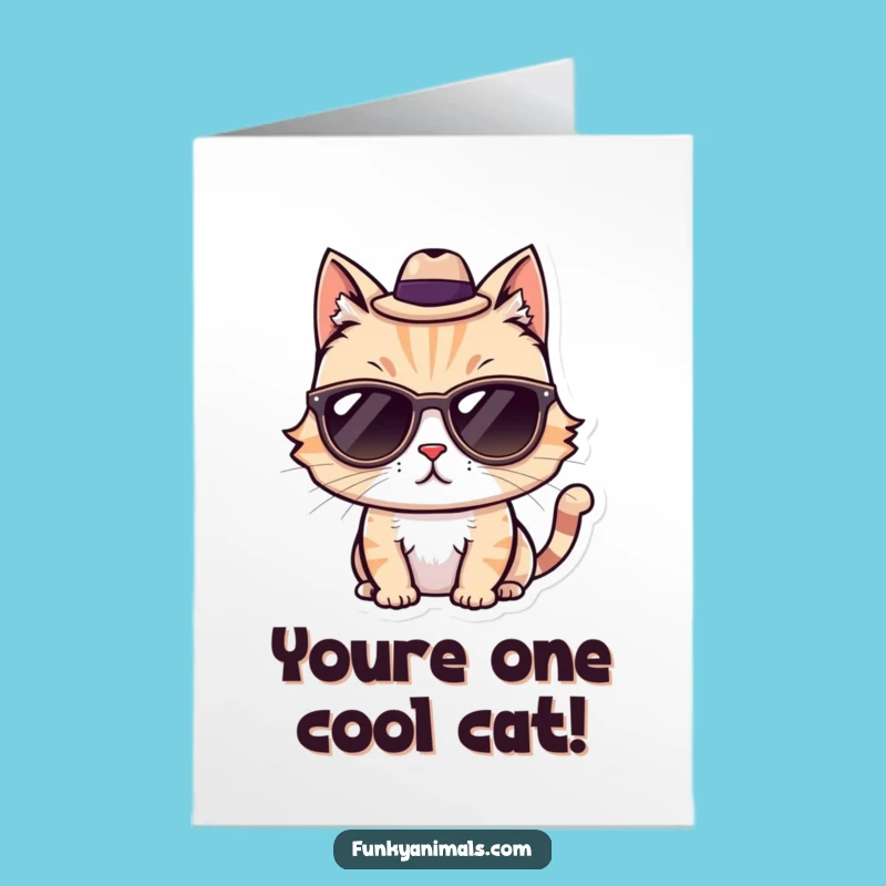 Free Printable Congratulations Card: Cool Cat with Fedora, Sunglasses, Downloadable Gift
