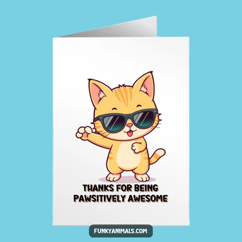 Free Printable Cool Cat Thank You Card: Funky Downloadable Gift for Expressing Gratitude