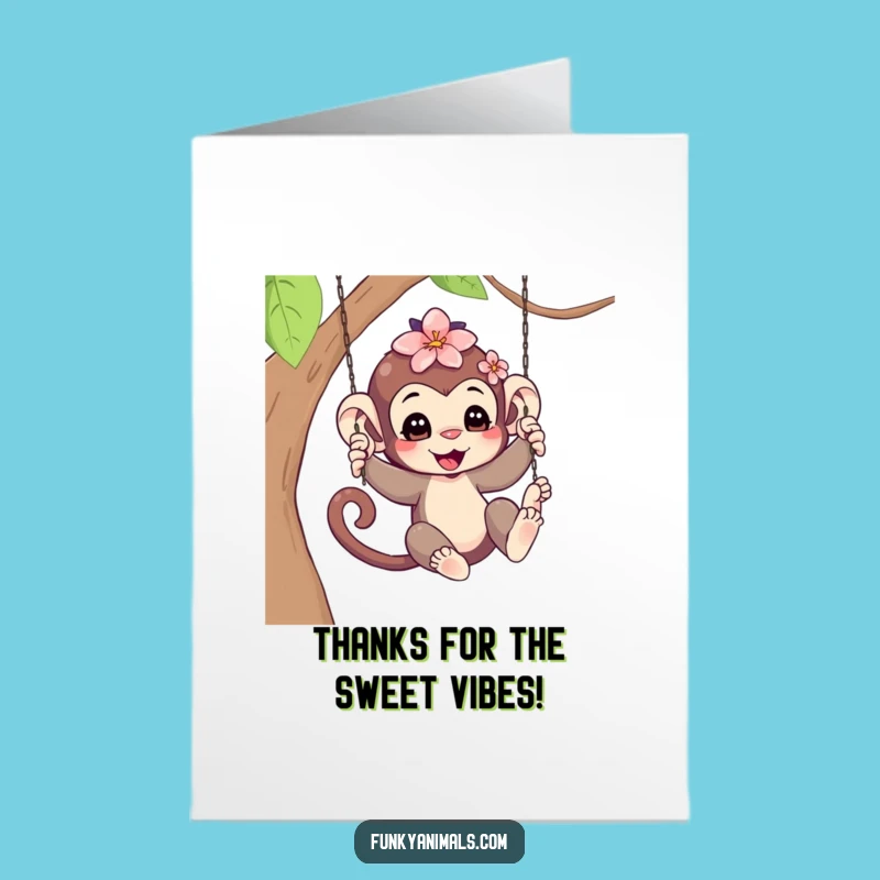 Free Printable Monkey Thank You Card: Funny Downloadable Gift for Grateful Greetings