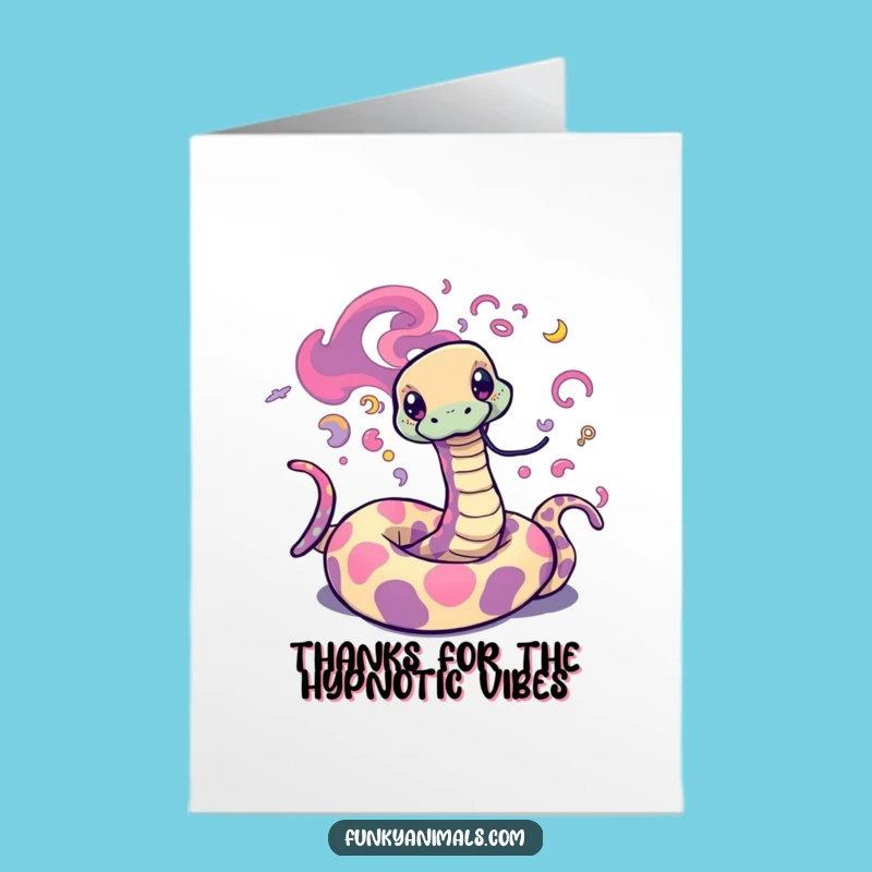 Free Printable Psychedelic Snake Thank You Card: Funny Downloadable for Groovy Gratitude
