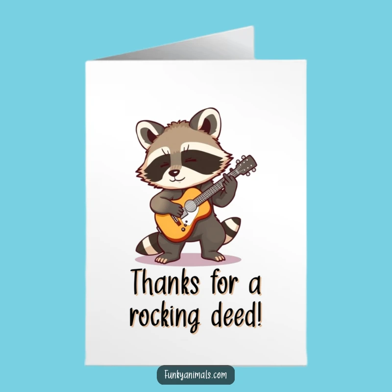 Free Printable Raccoon Thank You Card: Funny Downloadable Rocker Gift for Thanks