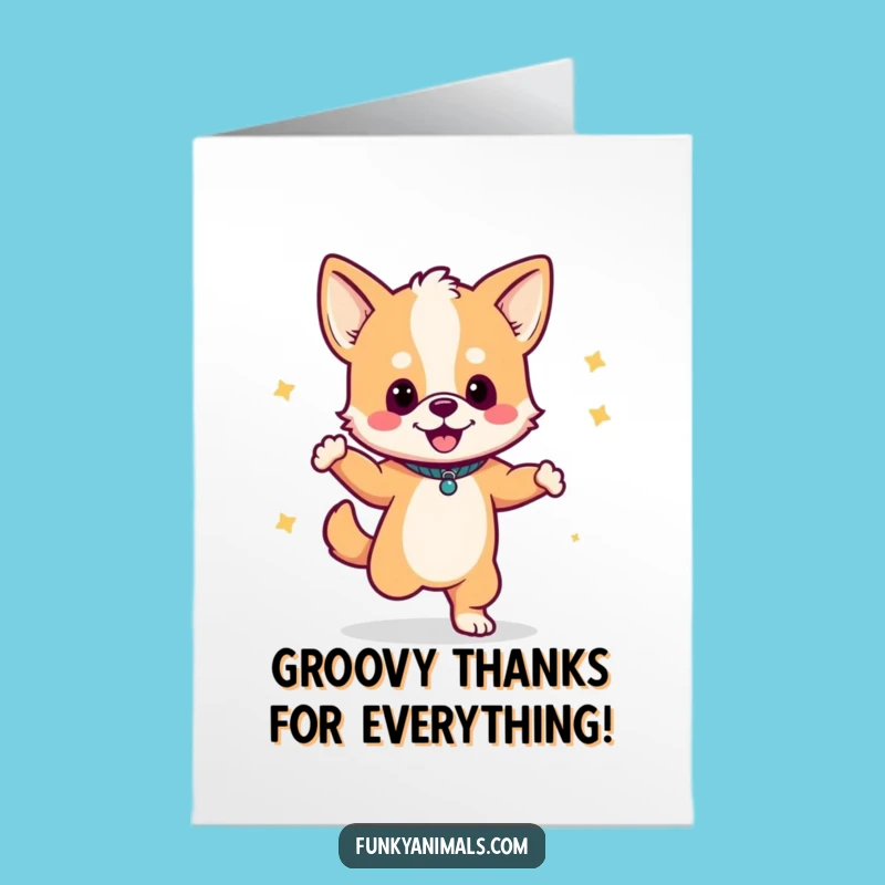 Free Printable Thank You Card: Dancing Dog Cub, Boombox, Funny Downloadable Gratitude