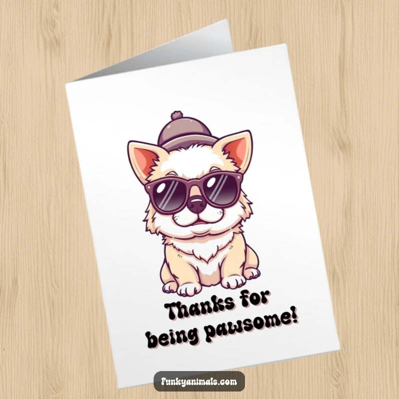 Funny Free Printable Thank You Card with a sunglasses-wearing dog giving a thumbs up.