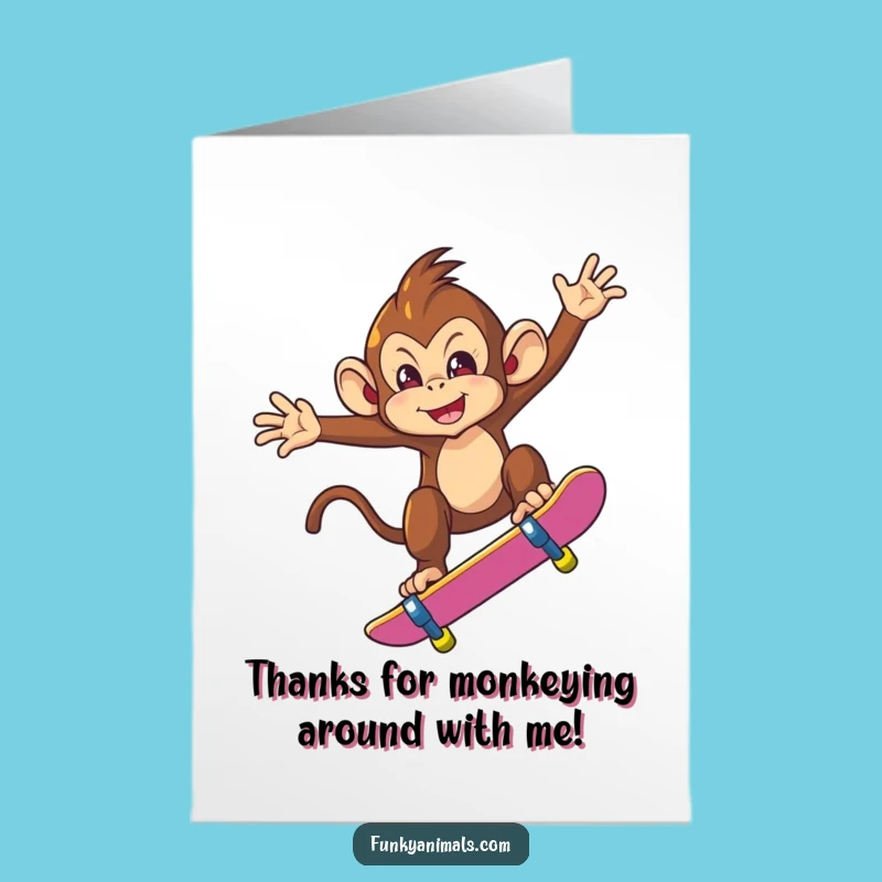 Free Printable Thank You Card: Skater Monkey Trick, Funny Downloadable Gift