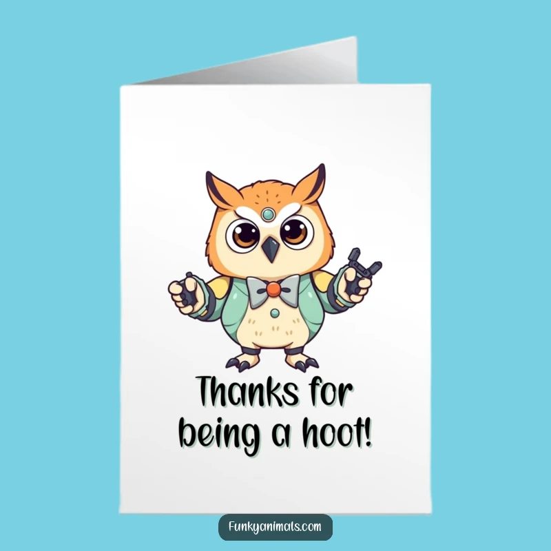 Free Printable Owl Robot Thank You Card: Funny Downloadable Gift for Expressing Gratitude
