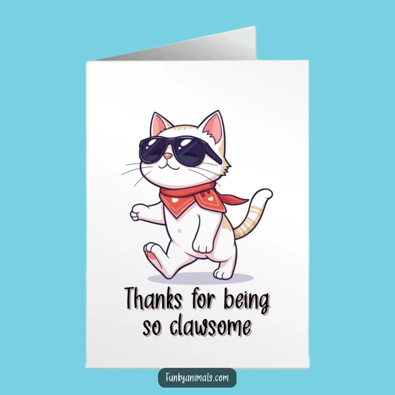 Free Printable Thank You Card: Cool Cat Moonwalking Thanks, Print-at-Home