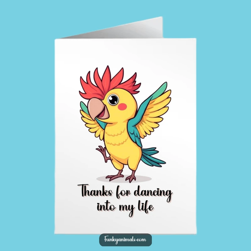 Free Printable Thank You Card: Groovy Parrot Expressing Gratitude with Flair