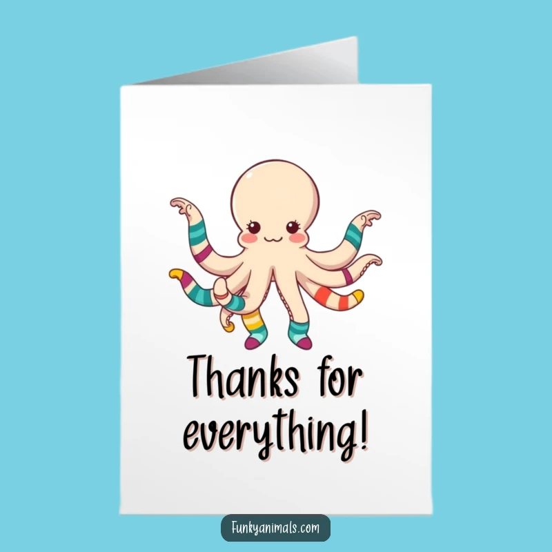 Free Printable Thank You Card: Octopus Sock Fiesta, Humorous Downloadable Gift