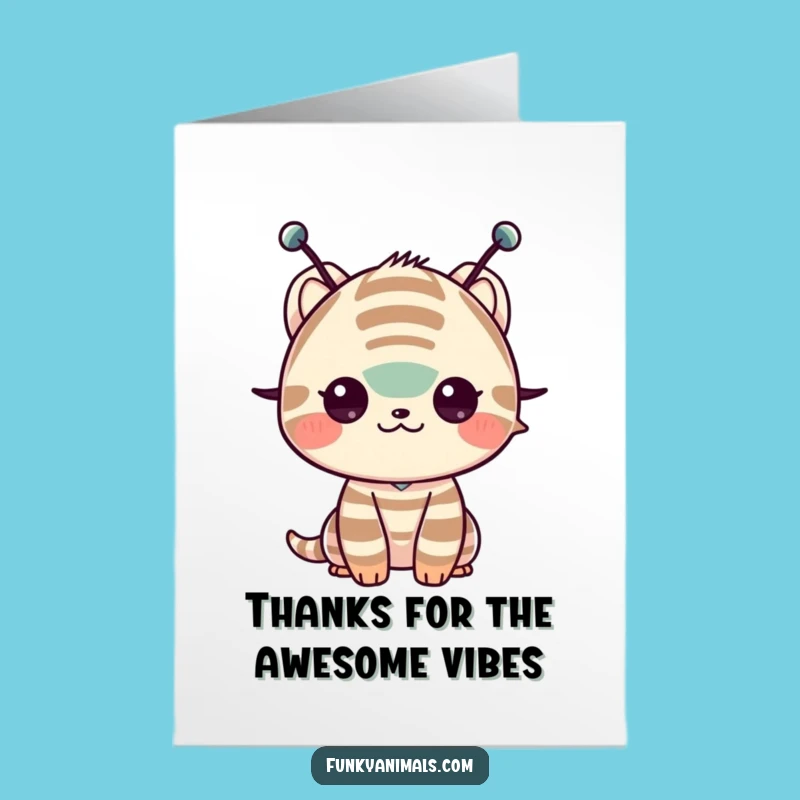 Free Printable Thank You Card: Striped Creature Shimmy, Humorous Downloadable Appreciation Gift