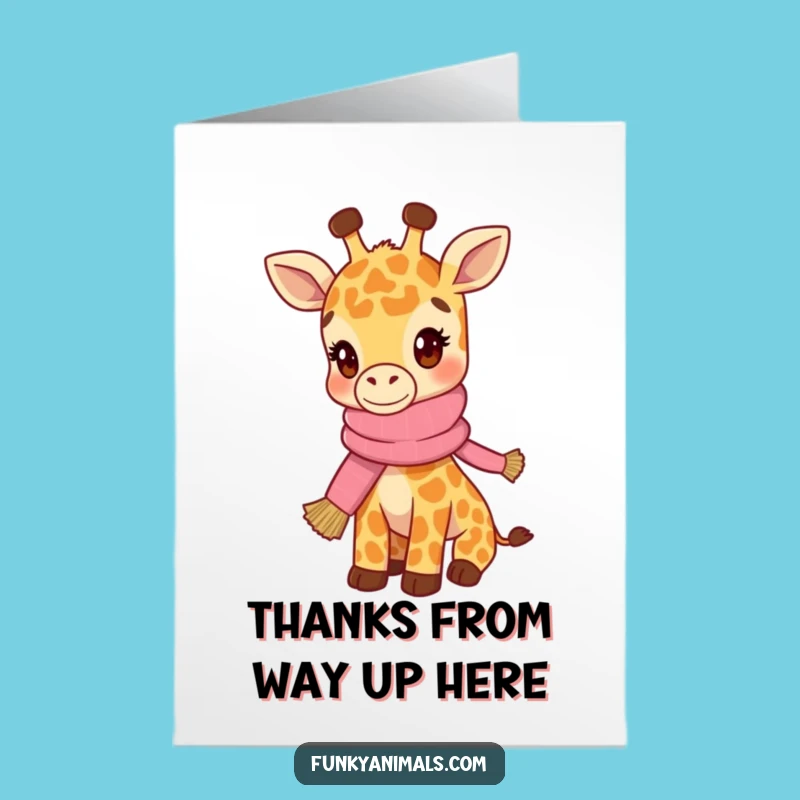 Free Printable Thank You Card: Hip Giraffe Cub, Scarf, Funny Downloadable Gratitude