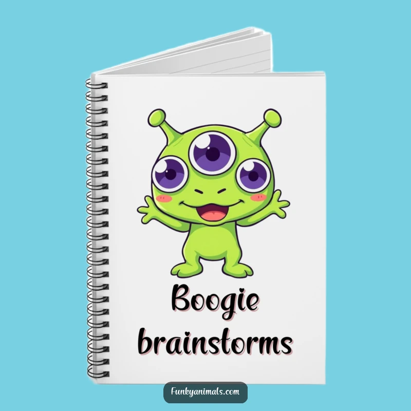 Funny Green Alien Boogie Notebook - Jot Down Ideas With A Dancing Creature!