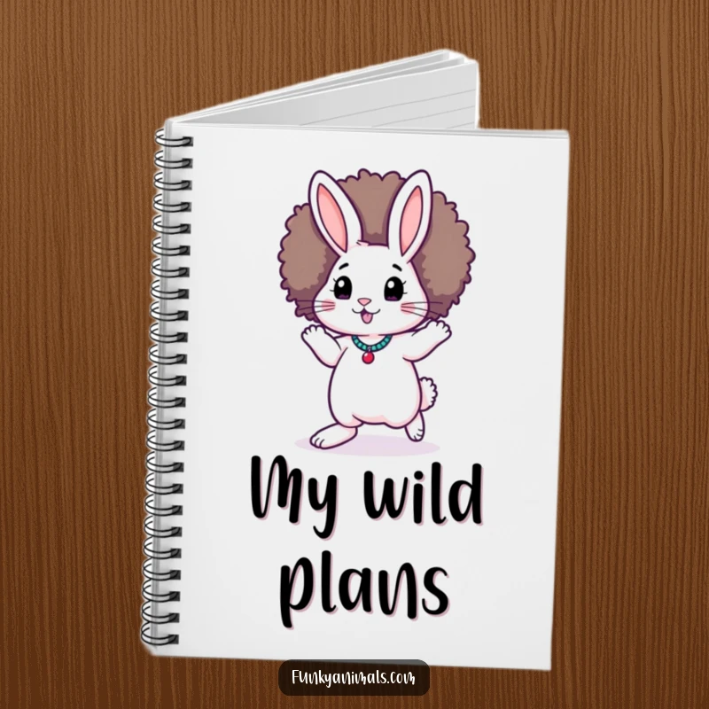 Funny Funky Rabbit Notebook: A rabbit in a stylish afro wig performs the moonwalk, inspiring fun and creativity.
