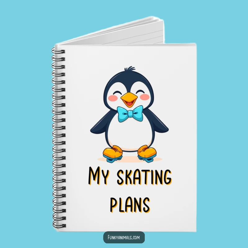 Funny Penguin Skater Notebook, Goofy Journal, Creative Gift