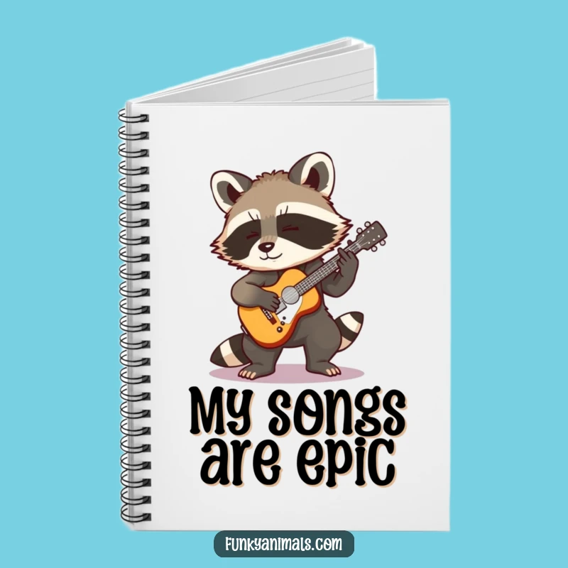 Funny Rocking Raccoon Notebook - Tiny Guitar Melodies, Journal Humor Gift