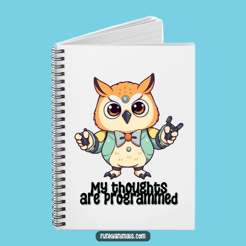 Funny Robot Owl Cub Notebook - Stylish Bowtie Dancer, Journal Humor Gift