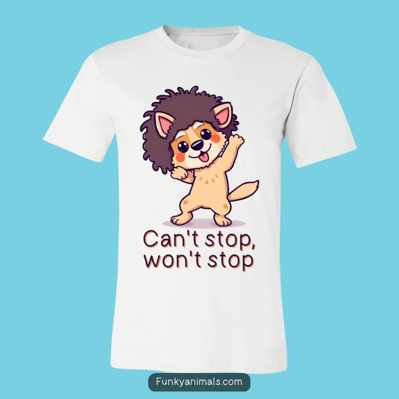 Funny Breakdancing Dog Afro Wig T-Shirt: Rock Those Moves, A Retro Funny Gift