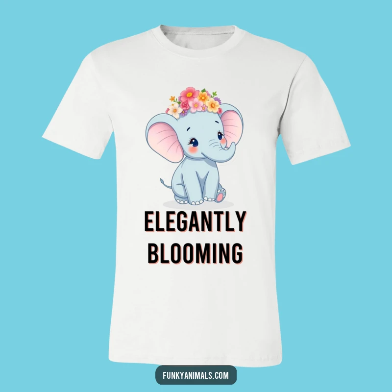 Funny Elephant Twirling T-Shirt: Flower Crown Fun, Happy Gift