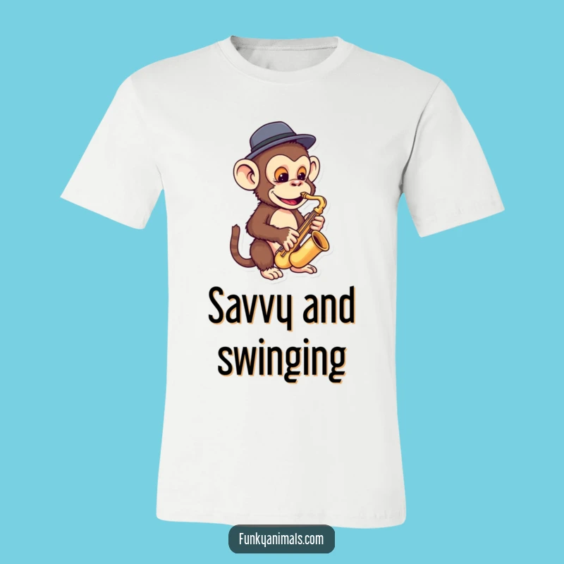 Funny Monkey Sax T-Shirt: Funky Fedora Player, Hilarious Jazz Ape Tee Gift