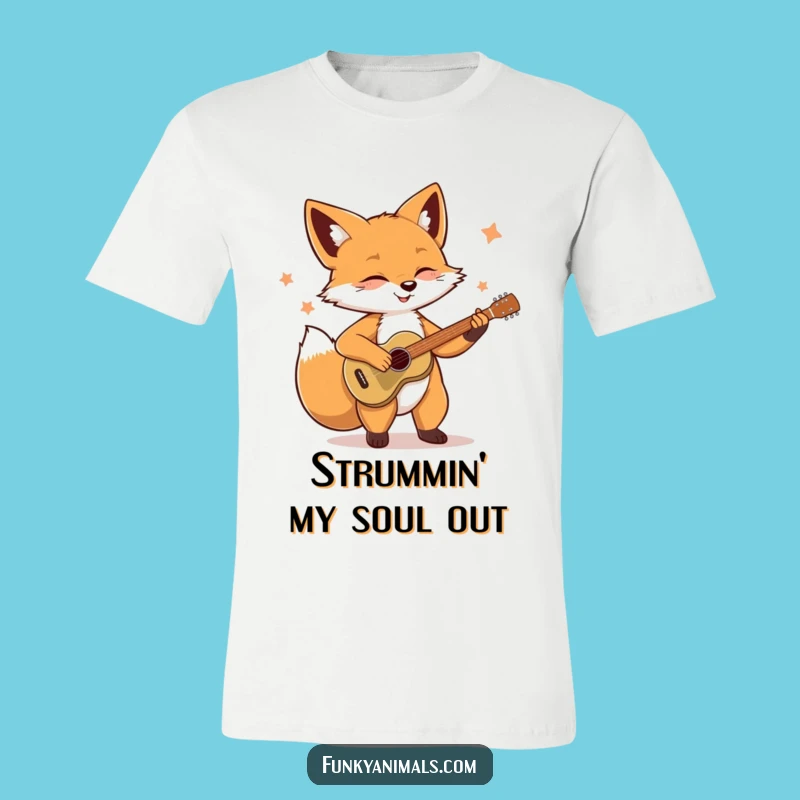 Funny Soulful Fox T-Shirt: Guitar Strumming Tee, Hilarious Gift for Musicians