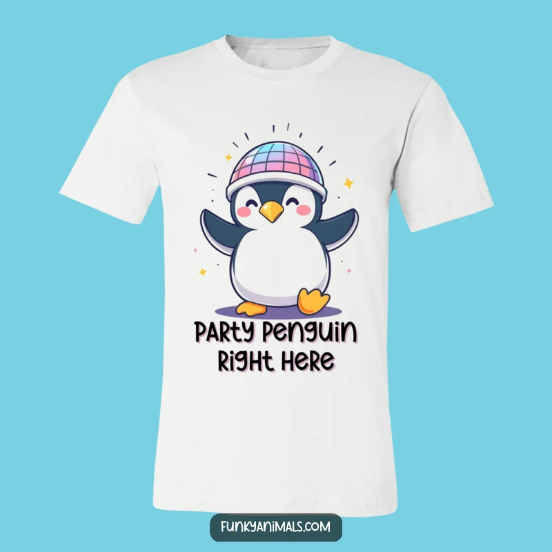 Funny Penguin Disco Helmet T-Shirt - Hilarious Novelty Tee for Dance Lovers
