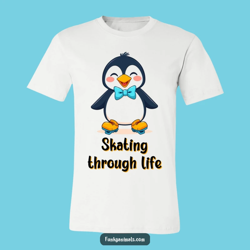 Funny Penguin Skater Tee, a Goofy Roller T-Shirt Gift