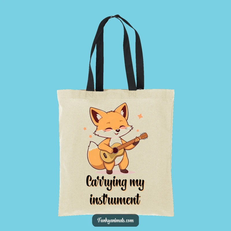 Funny Soulful Fox Tote Bag: Guitar Strumming Accessory, Chic and Hilarious Gift