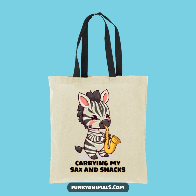 Funny Jazzy Zebra Cub Tote Bag: Music Lover's Style - Practical Funny Gift