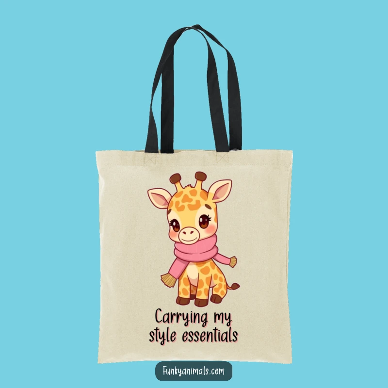 Funny Hip Giraffe Cub Tote Bag: Style & Scarf - Practical Funny Gift